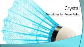  Presentation with plastic - PPT theme consisting of suttle colours - blue plastic shuttlecock isolated background and a white colored foreground