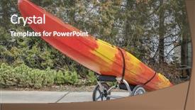  Presentation with kayak - Presentation design consisting of suttle colours - colorful river kayak background and a dark gray colored foreground