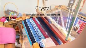  Presentation with weaving loom - Presentation design consisting of suttle colours - shuttleless loom background and a lemonade colored foreground