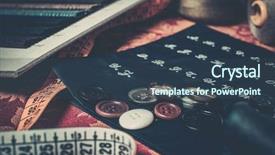  Presentation with suture - Amazing theme having suture - cloth samples and buttons backdrop and a ocean colored foreground