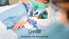  Presentation with wound - Presentation design consisting of suture - cropped image of male doctor background and a light blue colored foreground