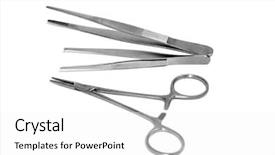  Presentation with suture - PPT theme with suture - dissecting forceps and hemostatic clamp background and a white colored foreground