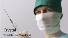  Presentation with suture - Colorful presentation design enhanced with suture - doctor and syringe backdrop and a light gray colored foreground