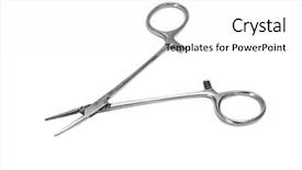  Presentation with suture - Theme enhanced with suture - hemostatic clamp isolated background and a white colored foreground
