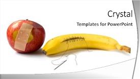  Presentation with banana - Amazing presentation having suture - injured banana and apple backdrop and a white colored foreground