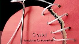  Presentation with suture - Audience pleasing PPT theme consisting of suture - needle with thread backdrop and a coral colored foreground