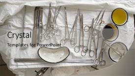  Presentation with suture - Beautiful theme featuring suture - operation table with the tools backdrop and a light gray colored foreground