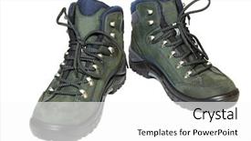  Presentation with pair - Slides enhanced with suture - pair of hiking boots isolated background and a white colored foreground