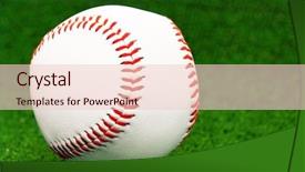  Presentation with suture - Cool new PPT theme with suture - single baseball ball on artificial backdrop and a lemonade colored foreground