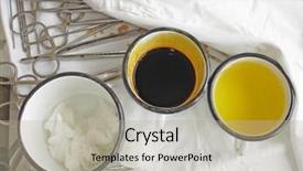  Presentation with tools - Theme with suture medical - operation table wirh tools background and a mint green colored foreground