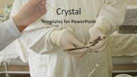  Presentation with sterile pharmaceutical manufacturing - Slides with suture medical - probe for sterile background and a  colored foreground