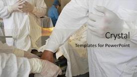  Presentation with research methodology flowchart information operation - Presentation theme featuring suture medical - surgeons before operation background and a  colored foreground