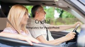  Presentation with suv car - Amazing PPT theme having suv - mature couple traveling in their backdrop and a coral colored foreground