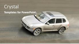  Presentation with dirt car - Presentation theme having suv-car-drives-through-rain background and a gray colored foreground