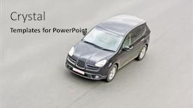  Presentation with suv car - Beautiful presentation theme featuring suv-car-shot-from-top backdrop and a light gray colored foreground