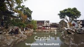  Presentation with pei - Presentation design enhanced with suzhou-china-november-23-tourists background and a tawny brown colored foreground