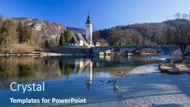  Presentation with church - Presentation having sv-janez-krstnik-church-ribcev background and a  colored foreground