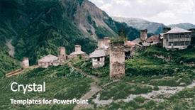  Presentation with mountain hiking - Cool new PPT theme with svaneti georgia country europe main backdrop and a  colored foreground