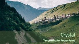  Presentation with mountain hiking - Colorful presentation design enhanced with svaneti georgia country europe main backdrop and a  colored foreground