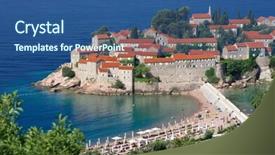  Presentation with kotor montenegro - Presentation theme with sveti-stefan-is-a-islet background and a ocean colored foreground