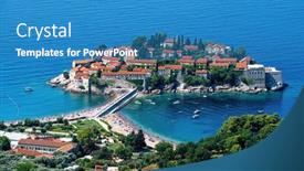  Presentation with island resort - Slide deck enhanced with sveti-stefan-island-in-montenegro background and a teal colored foreground