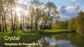  Presentation with green city - Colorful presentation theme enhanced with svisloch river in minsk backdrop and a tawny brown colored foreground