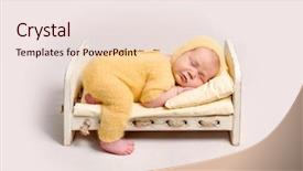  Presentation with knitted knitting needle - Amazing PPT layouts having swaddling - baby dressed in knitted yellow backdrop and a  colored foreground