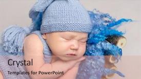  Presentation with sleeping baby - PPT layouts consisting of swaddling - baby dressed in knitted yellow background and a  colored foreground