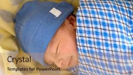 Presentation with baby sleep - Audience pleasing theme consisting of swaddling - cute eurasian newborn baby smiling backdrop and a coral colored foreground