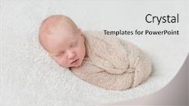  Presentation with diaper - Beautiful slide deck featuring swaddling - lovely sleeping baby wrapped backdrop and a  colored foreground