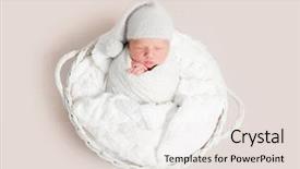  Presentation with swaddling - Slide set with swaddling - newborn baby in white wrap background and a sky blue colored foreground