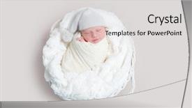  Presentation with swaddling - PPT theme enhanced with swaddling - newborn baby in white wrap background and a light gray colored foreground