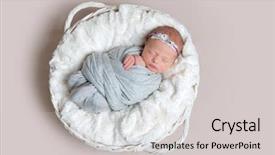  Presentation with swaddling - Presentation consisting of swaddling - newborn girl sleeps on white background and a light gray colored foreground