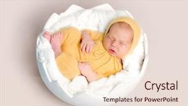  Presentation with baby sleeping - Beautiful presentation design featuring swaddling - sleeping newborn baby curled up backdrop and a lemonade colored foreground