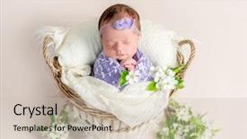  Presentation with swaddling - Amazing PPT theme having swaddling - sleeping newborn baby girl swaddled backdrop and a soft green colored foreground
