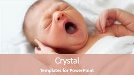  Presentation with swaddling - PPT layouts enhanced with swaddling - yawning newborn baby infant is background and a coral colored foreground