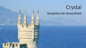  Presentation with swallow - PPT theme consisting of beautiful famous swallow's nest background and a light blue colored foreground