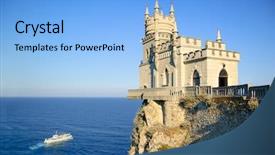  Presentation with swallow - PPT layouts enhanced with beautiful famous swallow's nest background and a light blue colored foreground