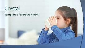  Presentation with swallow - Colorful PPT theme enhanced with swallow - little girl drinking water backdrop and a  colored foreground