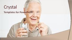  Presentation with old man - Beautiful PPT layouts featuring swallow - old man swallowing a pill backdrop and a lemonade colored foreground
