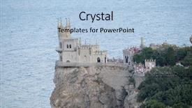  Presentation with swallow - Colorful PPT theme enhanced with swallow's nest a castle backdrop and a light blue colored foreground