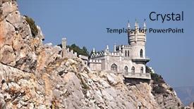  Presentation with swallow - Theme enhanced with swallow's nest yalta crimea ukraine background and a teal colored foreground