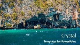  Presentation with cave - Beautiful PPT theme featuring nesting swallow - viking cave where bird's nests backdrop and a ocean colored foreground