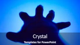  Presentation with blue - Cool new theme with colorful swallows - man's hand stretching to tv backdrop and a navy blue colored foreground