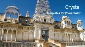  Presentation with india temple - PPT theme having swami - raghunath temple in pushkar rajasthan background and a ocean colored foreground