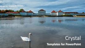  Presentation with pond - Beautiful PPT layouts featuring swan-in-pond-near-nymphenburg backdrop and a gray colored foreground