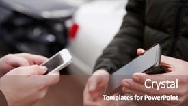  Presentation with drivers - Presentation theme having swap - two drivers exchanging insurance details background and a tawny brown colored foreground