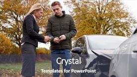  Presentation with drivers - Theme featuring swap - two drivers exchanging insurance details background and a ocean colored foreground