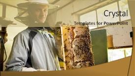  Presentation with honeycomb - Cool new theme with swarm - beekeeper in an apiary holding backdrop and a yellow colored foreground