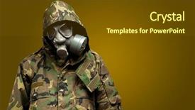  Presentation with nuclear weapons and gas mask - PPT layouts enhanced with swat pollution - angry soldier wearing a gas background and a tawny brown colored foreground